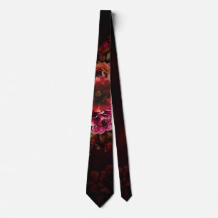 Elegant red black floral wedding moody gothic  tie