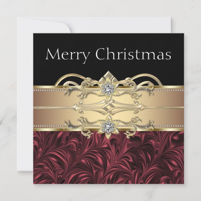 Elegant Red Black Gold Christmas Party Invitation (Front)