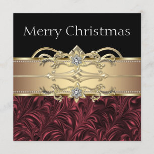 Elegant Red Black Gold Christmas Party Invitation