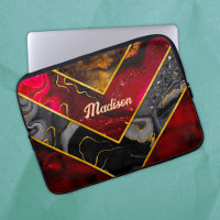 Elegant red black gold girly geometric