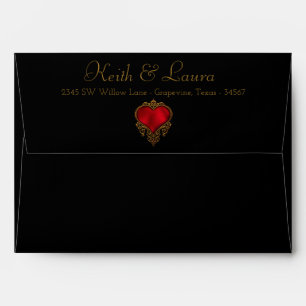 Elegant Red Black Gold Wedding Envelope