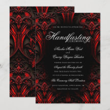 Elegant Red & Black Gothic Damask Handfasting