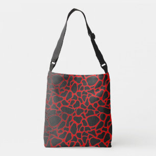 ELEGANT RED BLACK LEOPARD CHEETAH ANIMAL PRINT CROSSBODY BAG
