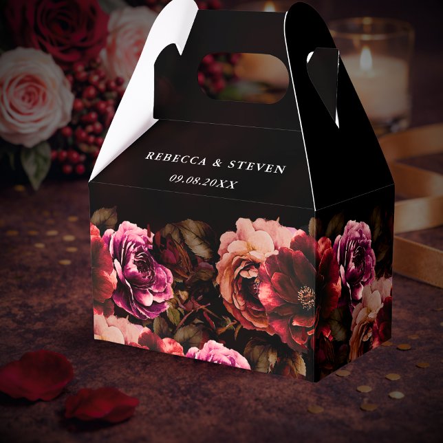 Elegant red black moody floral wedding  favour box (Creator Uploaded)
