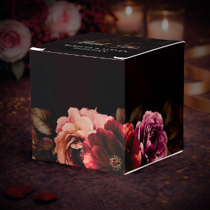 Elegant red black moody floral wedding favour box