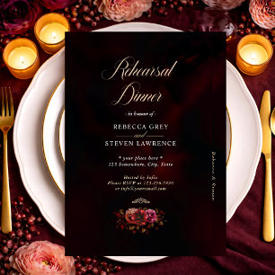 Elegant red black moody floral wedding  invitation
