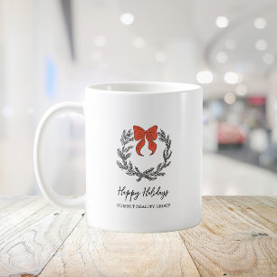 Elegant Red Black Wreath Christmas Holiday Coffee Mug