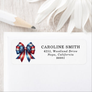Elegant Red Blue and White Patriotic Bow Address