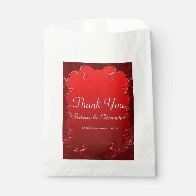 Elegant Red Blue Wedding Thank You Favour Bags (Front)