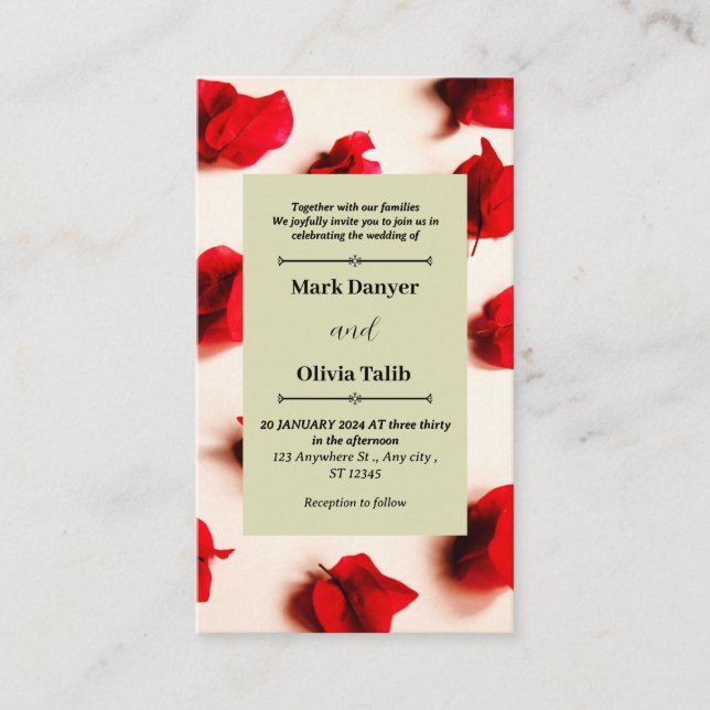 Elegant red Board Wedding Invitation Template (Front)