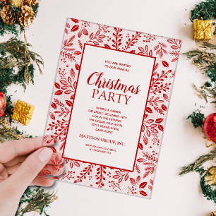 Elegant Red Botanicals Christmas Party Acrylic Invitations
