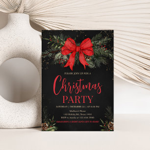 Elegant Red Bow Adult Company Christmas Party Invitation