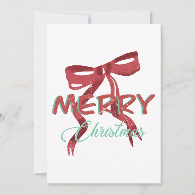 Elegant Red Bow Christmas Card (Front)