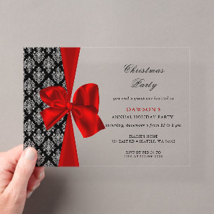 Elegant Red Bow Christmas Holiday party Invitation