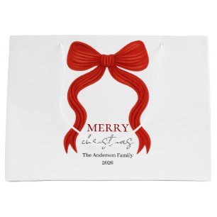 Elegant Red Bow Christmas Party - Large Gift Bag
