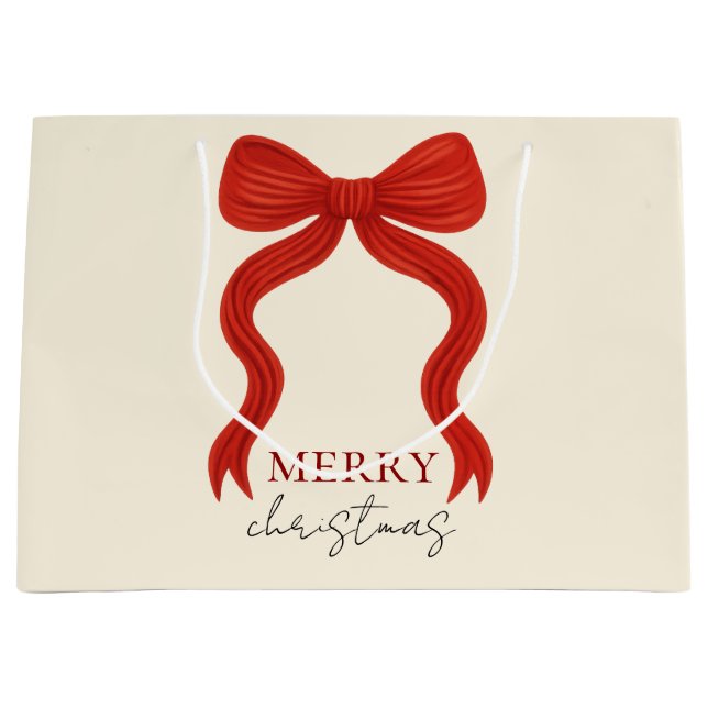 Elegant Red Bow Christmas Party -  Large Gift Bag (Front)