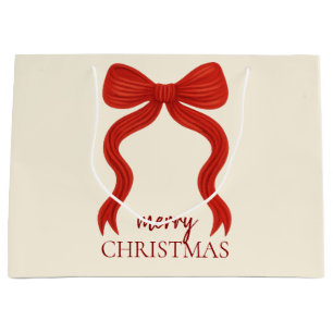 Elegant Red Bow Christmas Party - Large Gift Bag