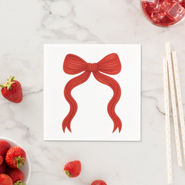 Elegant Red Bow Christmas Party -  Napkin (Insitu)