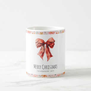 Elegant Red Bow Coquette Minimalist Christmas  Coffee Mug