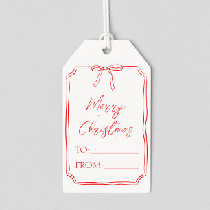 Elegant Red Bow Customisable Minimalist Christmas  Gift Tags
