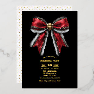 Elegant Red Bow & Gold Foil Christmas Party