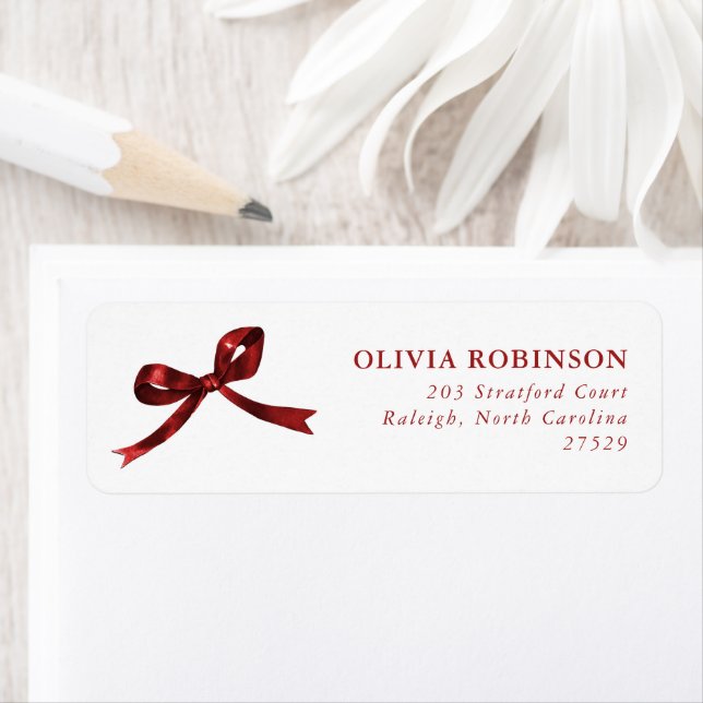 Elegant Red Bow Graduation Return Address (Insitu)