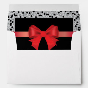 Elegant Red bow lined envelope with return address