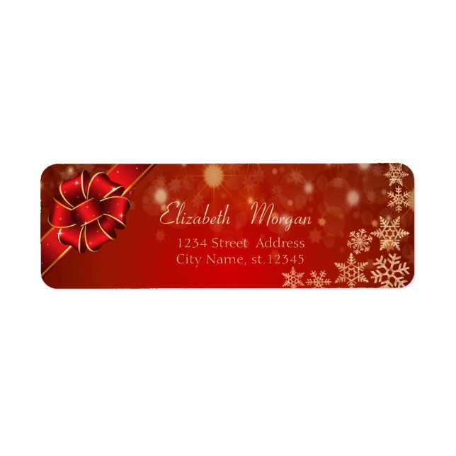 Elegant Red Bow, Snowflakes (Front)