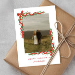 Elegant Red Bow with Greenery Photo Christmas Holiday Card<br><div class="desc">Elegant Red Bow with Greenery Photo Christmas Holiday Card. Click the personalise/edit with design tool button to customise this design with your personal details.</div>