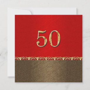 Elegant red brown 50th party invitation