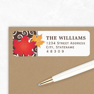 Elegant Red Brown Autumn Leaves Swirls Wedding