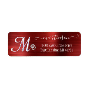 Elegant Red Brushed Metal Custom Monogram Return  