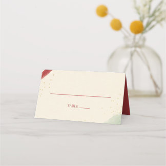Elegant Red Brushstroke Christmas Holiday Party Place Card