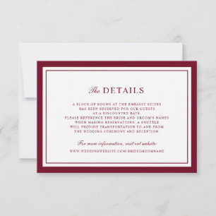Elegant Red Burgundy Border Frame Wedding Details Invitation