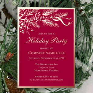 Elegant Red Business Holiday Party Rose Gold