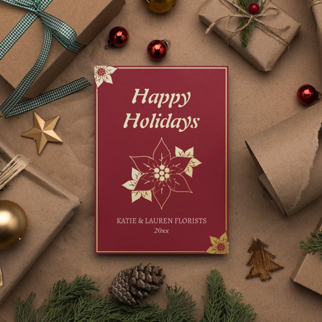 Elegant Red Business Logo Christmas Foil Holiday Card (Creator Uploaded)