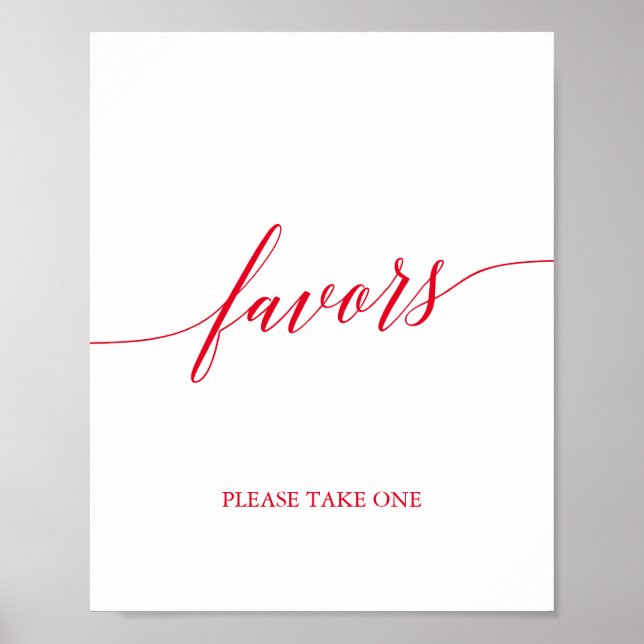 Elegant Red Calligraphy Favors Poster (Front)