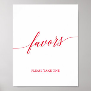 Elegant Red Calligraphy Favours Poster
