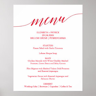 Elegant Red Calligraphy Wedding Menu Sign
