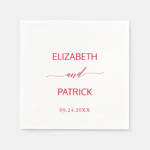 Elegant Red Calligraphy Wedding Napkin
