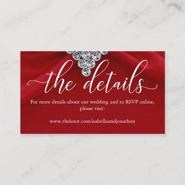 Elegant Red Calligraphy Wedding Website Enclosure  (Front)