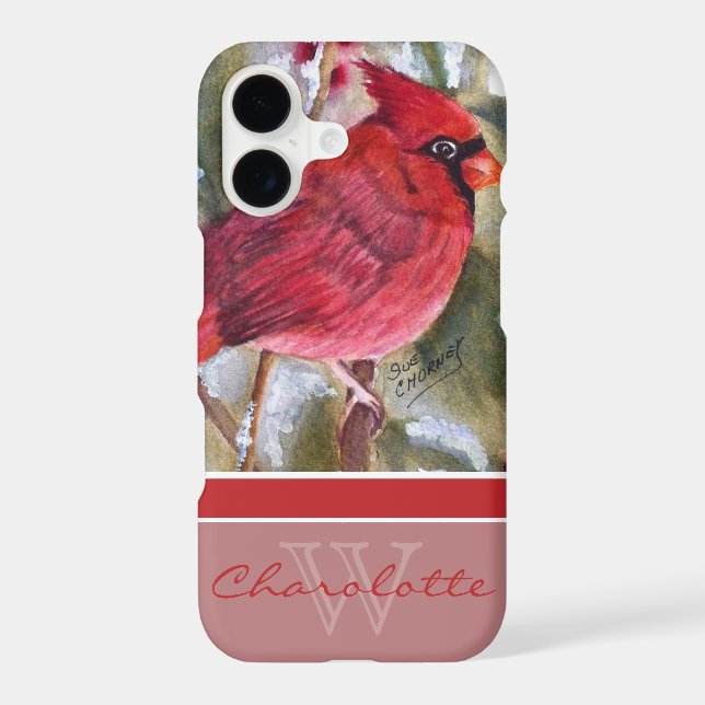 Elegant Red Cardinal Monogram Name (Back)