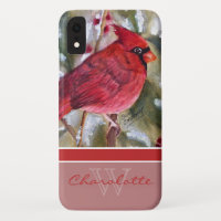Elegant Red Cardinal Monogram Name
