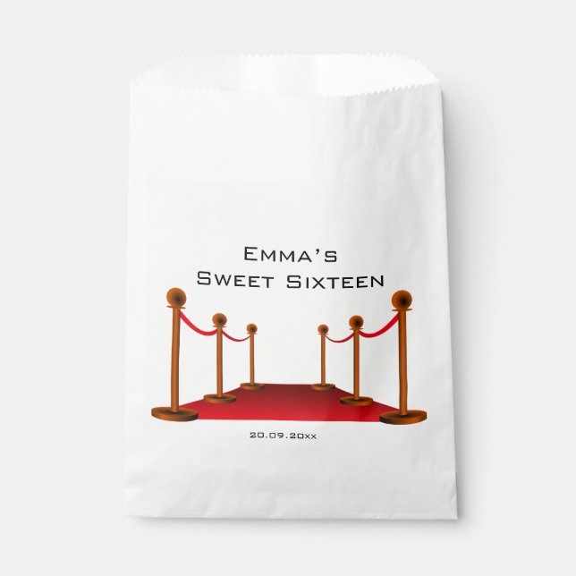 Elegant Red Carpet Sweet 16th Birthday Party   Favour Bags (Front)