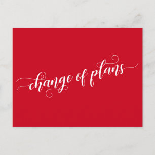 Elegant Red Change of Plans Postponed Wedding Postcard