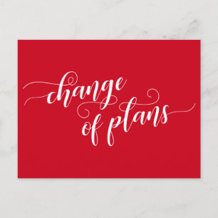 Elegant Red Change of Plans Postponed Wedding Postcard