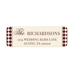 Elegant Red Chequered Old Money Return Address