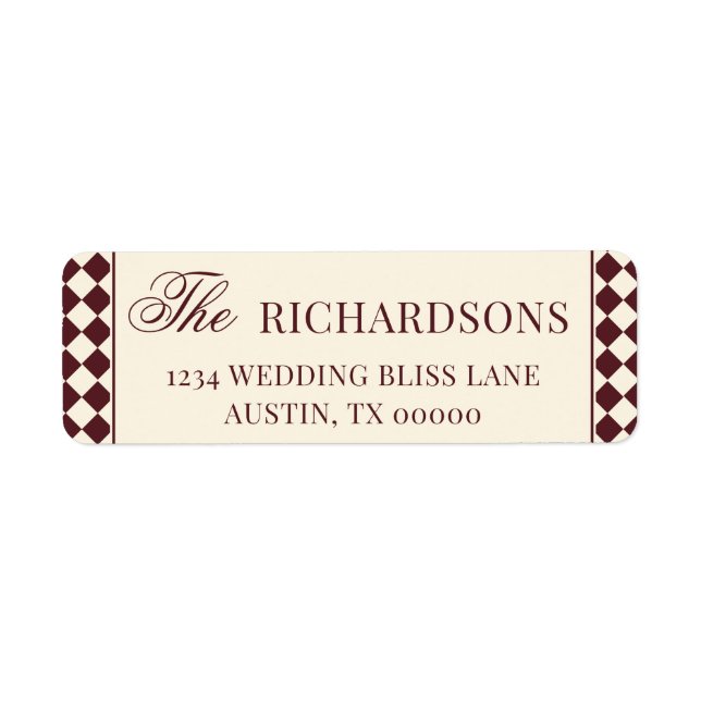 Elegant Red Chequered Old Money Return Address (Front)