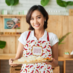 Elegant Red Chile Pattern Apron