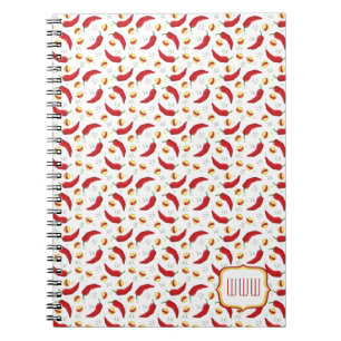 Elegant Red Chile Pattern Notebook